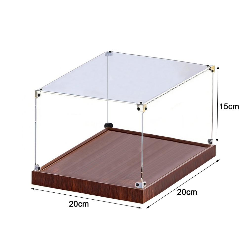 Transparent Acrylic Acrylic Display Case Stackable Design Wooden Bottom Model Display Case No-glue Assembly Display Box