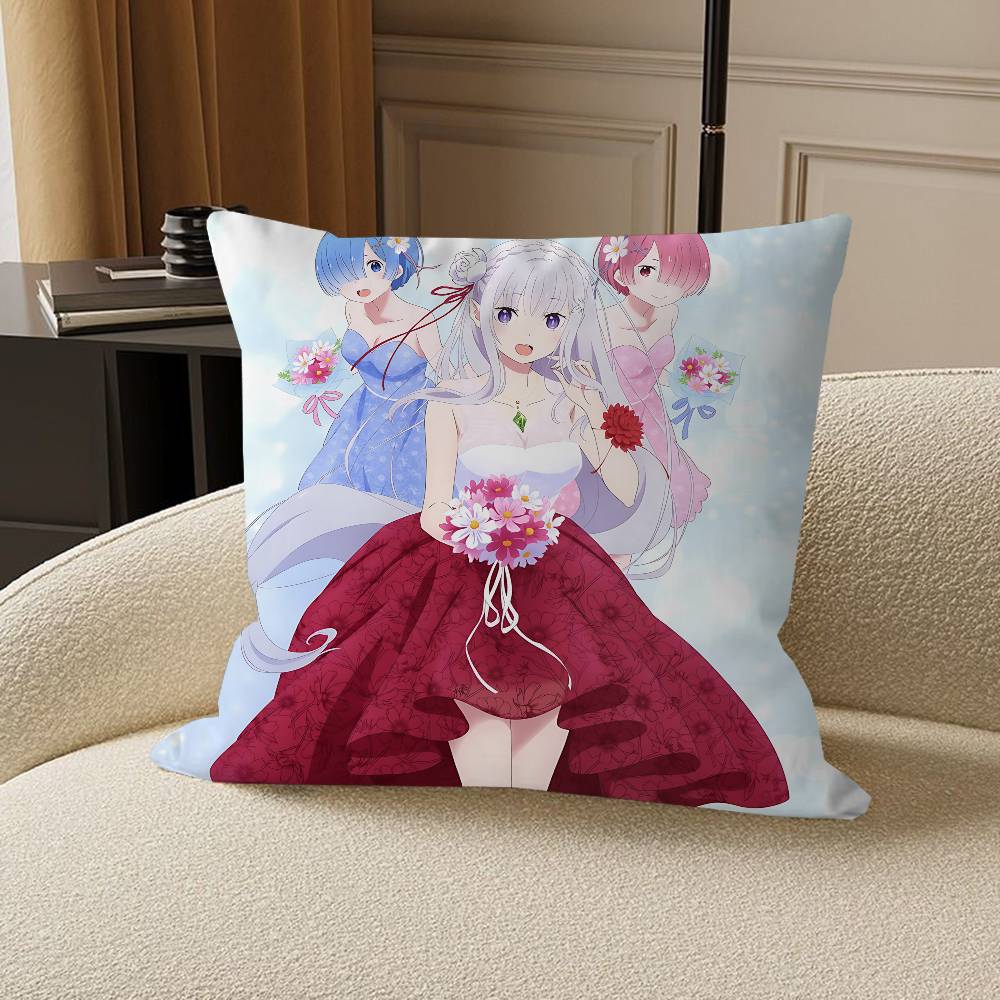 Anime R-Re-Zero Kudde Anime Kudde Soffsäng Huvudkudde Överdrag Kuddöverdrag 45x45 cm Mode