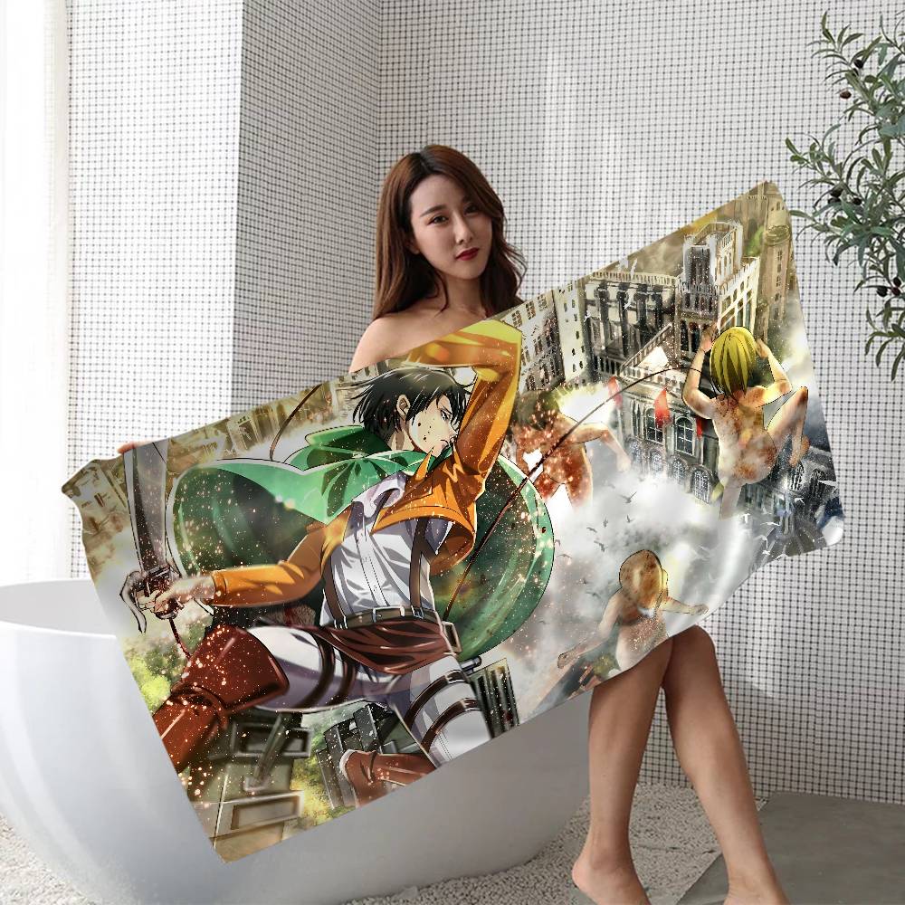 A-Attack O-On T-Titan Levi Ackerman Microfiber Beach Towel Absorbent Quick Dry Soft Yoga Swimming Resort Mountain Climbing Towel