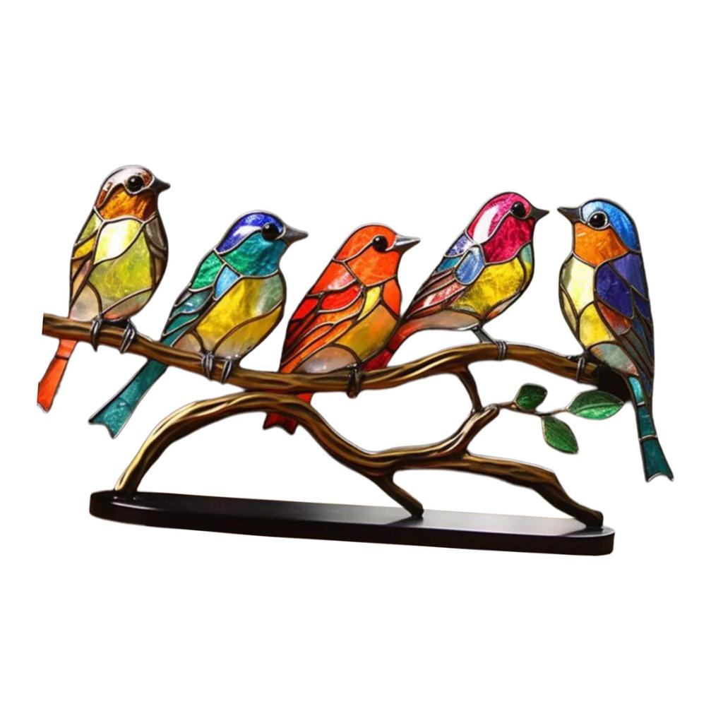 Bird Statue Centerpiece Multicolor Figurine Metal Birds Sculpture Birds Desktop Ornament Home Decor for Indoor Fireplace Outdoor