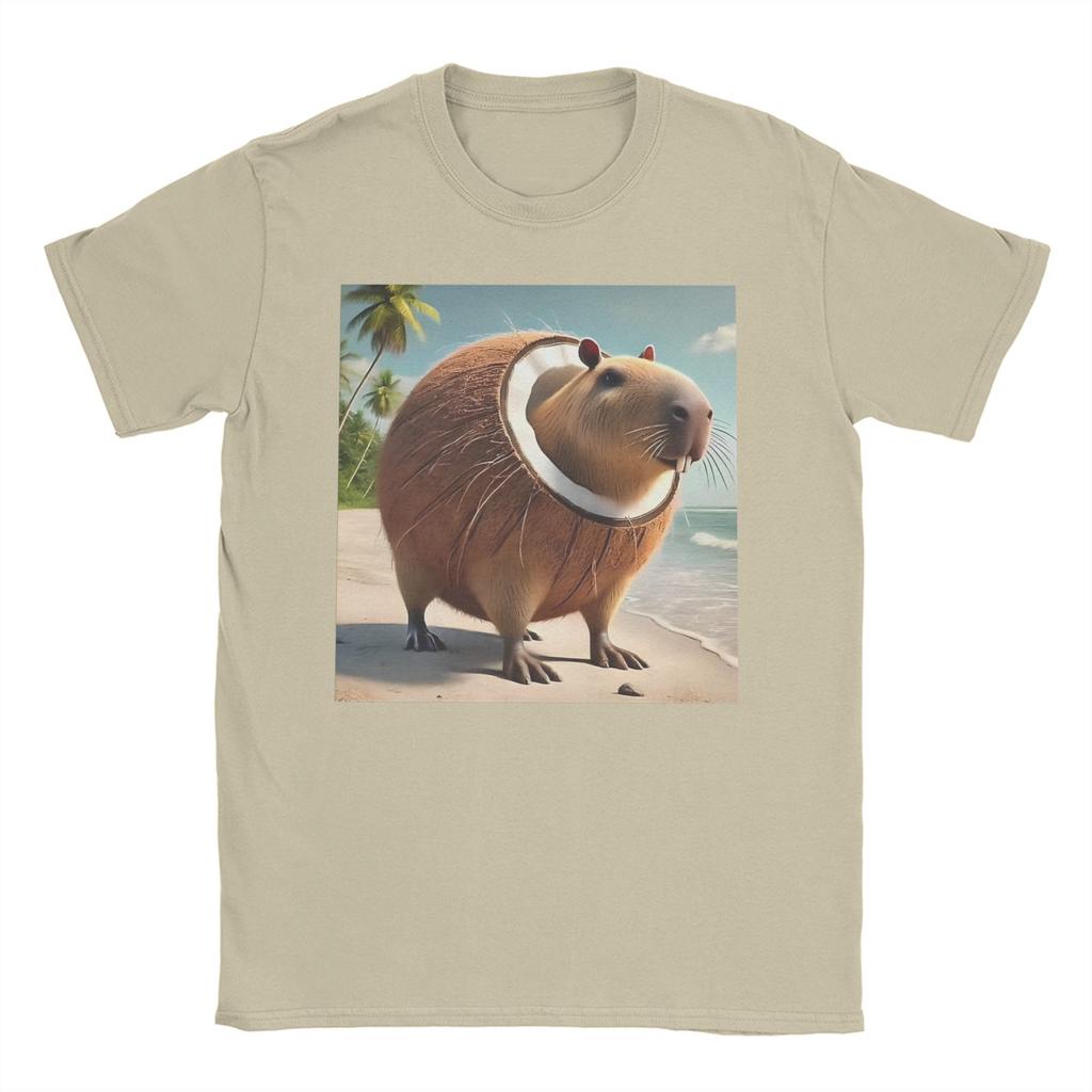 Leisure Italian Brainrot Meme T-Shirt Men Crewneck Cotton T Shirt  Capybara Capybarello Cocosini Short Sleeve Tee Shirt