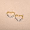Trendy 2 Tones Minimalist Stainless Steel Hoop Earrings for Women, Gold Color Star Square Heart Huggies Ear Jewelry Accessory