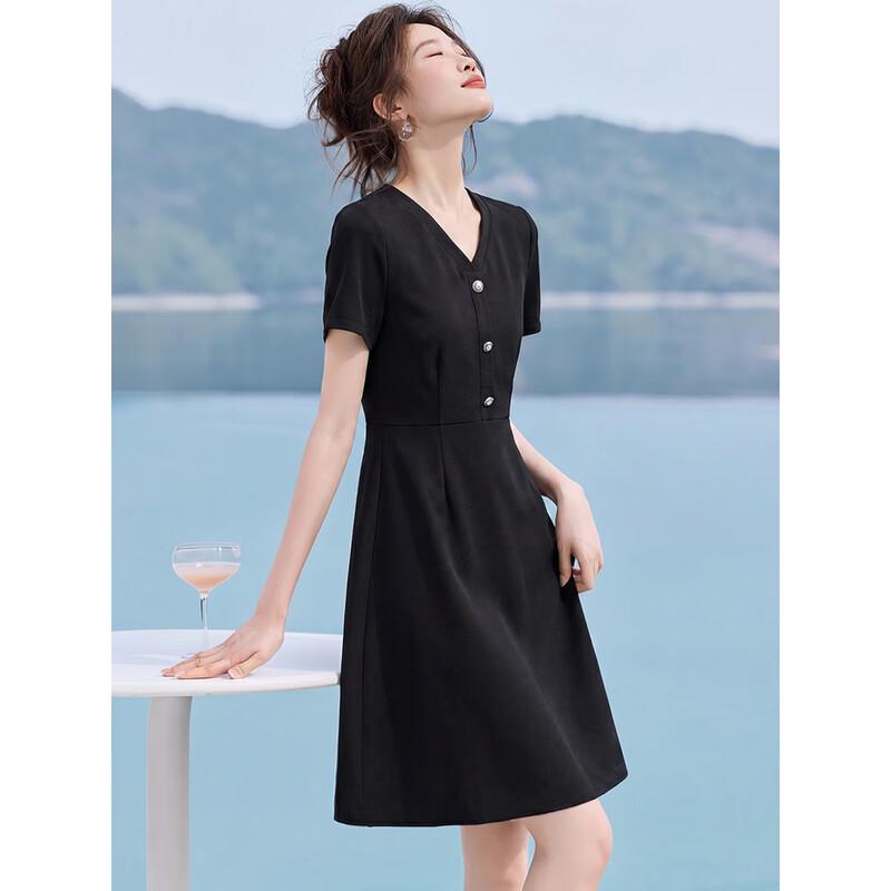 Chushen Women's Hepburn Style Short Sleeve Midi Dress