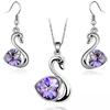 Cigno di cristallo Ciondolo charm amante moda Set di gioielli regalo di compleanno presente Collana Orecchino charm di qualità ragazza appuntamento