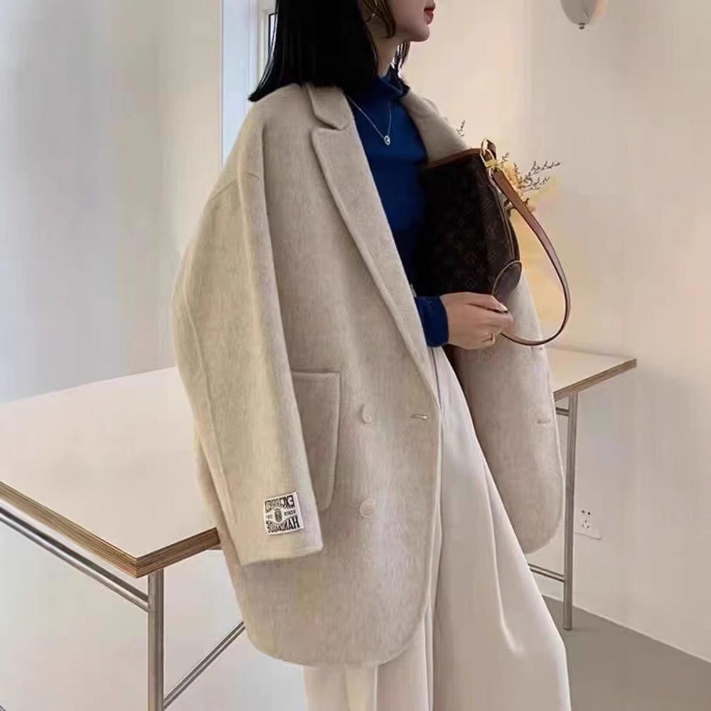 Nový zimní malý oblek High-end dámský vlněný kabát oboustranný