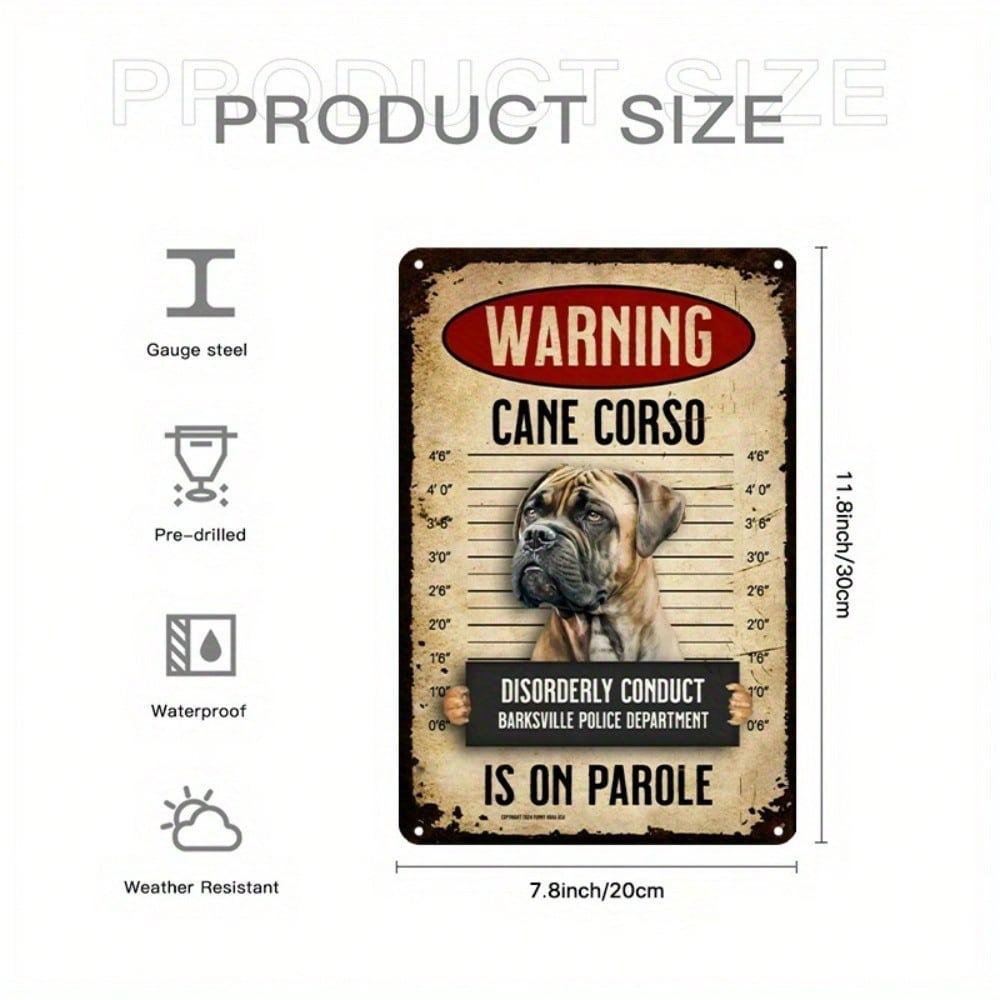 Cane Corso Mugshot Metal Sign Funny Dog Lover Gift Retro Wall Art 8x12 Inch