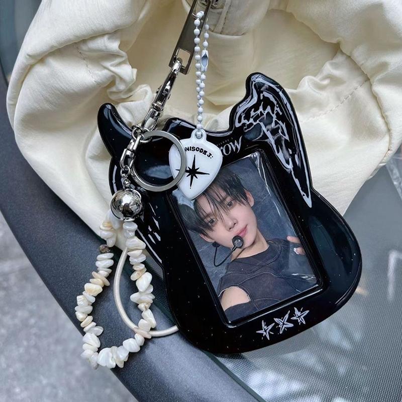 Cartoon Photocard Case Card Holder Bag Keychain Guitar Photocard Bag Cute Idol Photos Protective Cover Idol Photo Card Holder