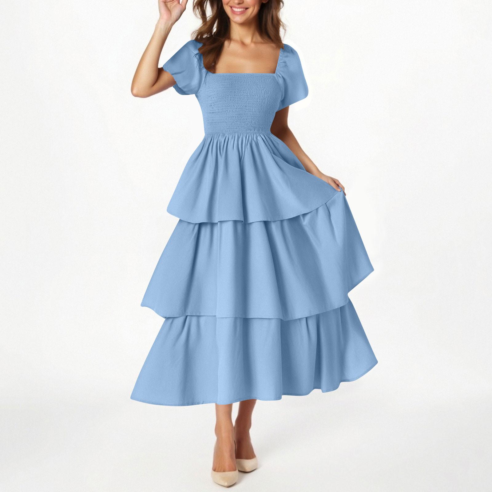 

Women s Fashion Color Short Sleeve Dress XL