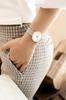 ARNE JACOBSEN CITYHALL 53201-1608 Wristwatch, 34mm, Scandinavian Design, Water Resistant (Quiet Design with No Second Hand), White with Silver Mesh