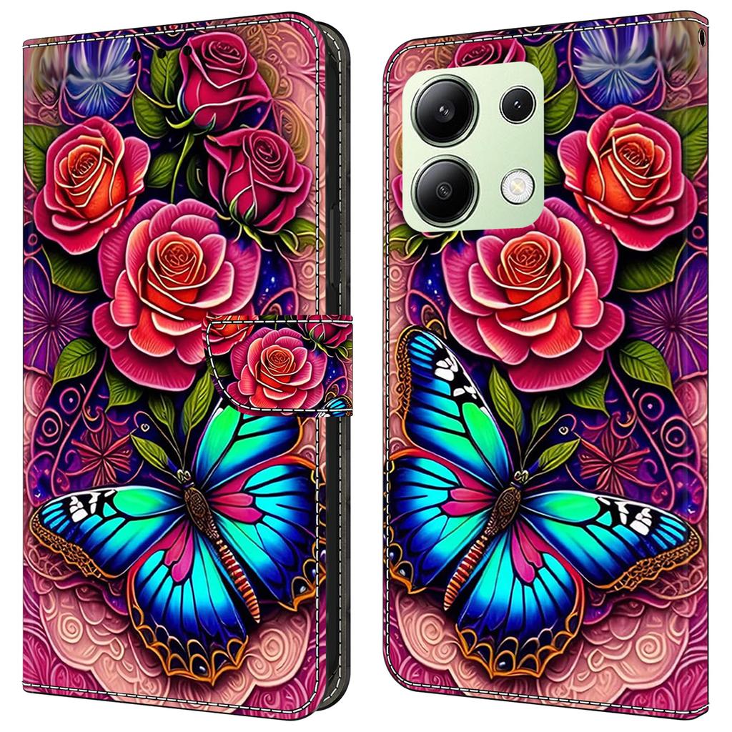 For Xiaomi Redmi Note 13 4G Leather Case Printed Pattern Wallet Stand Phone Cover