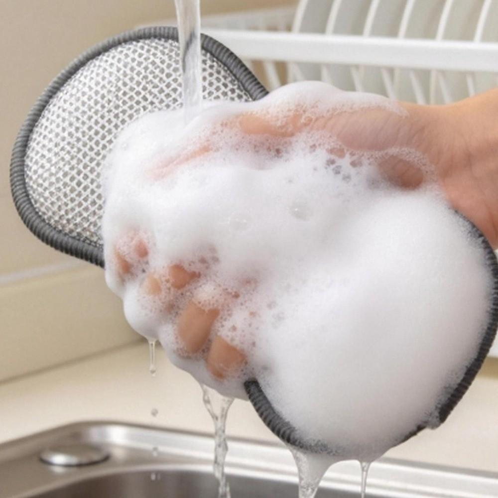 3/6PCS Microfiber Double-Sided Dishcloth Thickened Pot Scrubber Cleaning Sponges  Pot Washing