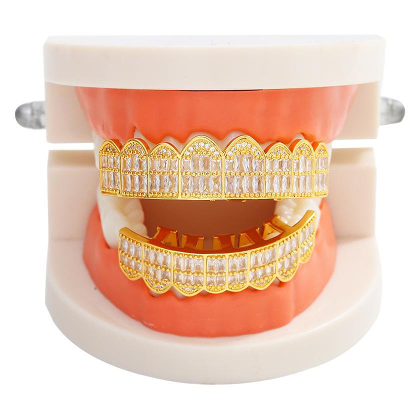 18K Gold-Plated Zircon-Inlaid Vampire Dentures - Hip-Hop Jewelry Accessory