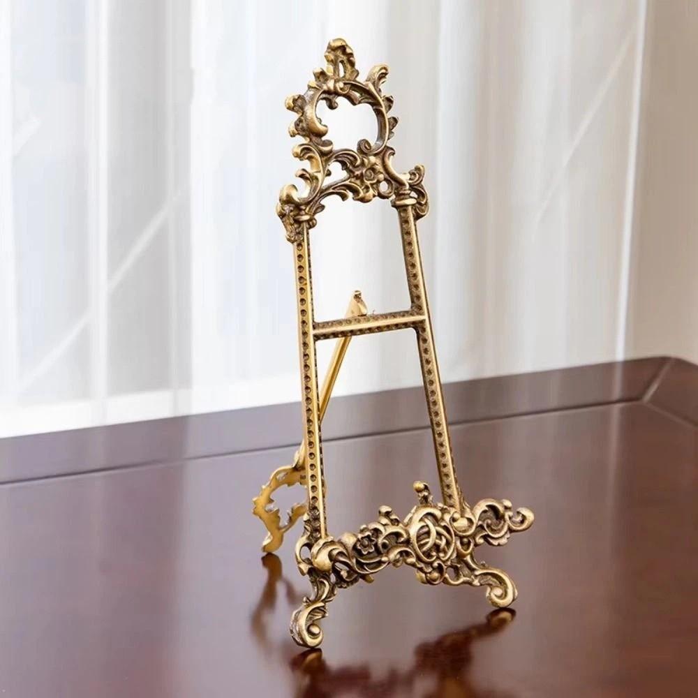 Vintage Design Creative Frame Bracket Gold Elegant Plate Display Stand Decorative Durable Display Storage Rack Bedroom Decor