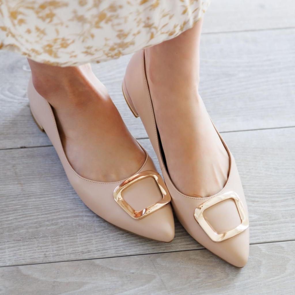 Himiko (Himiko) HIMIKO / Buckle Design Low Heel Pumps / 631151 Beige 220