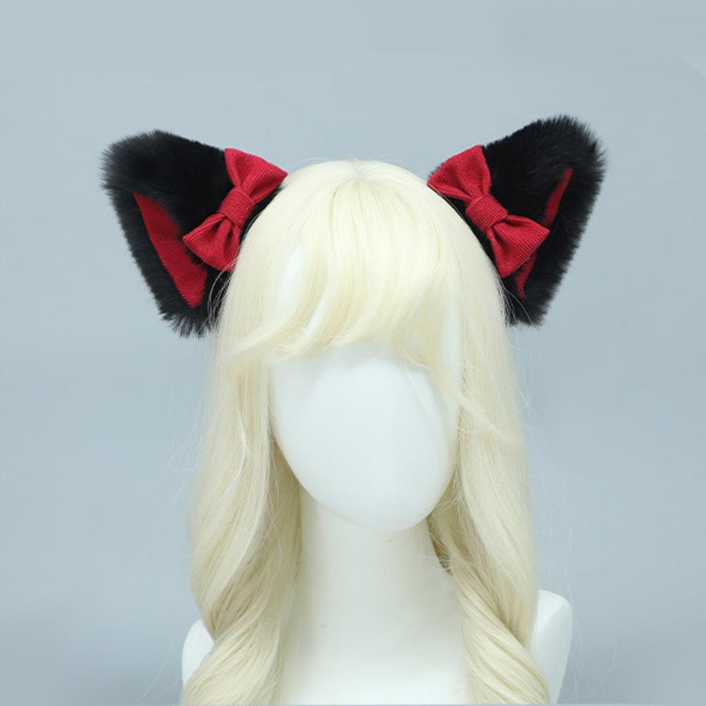 Kitten Hair Clip Cosplay Headwear Party Sexy Kitten Hair Clip with Bows Animation Hairpin for Live Show Role Play