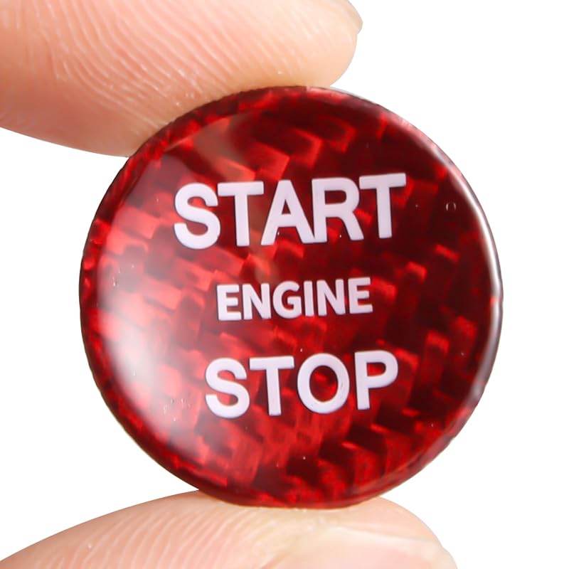 Engine Start Stop Push Button Cover Trim Carbon Fiber Compatible with Land Rover Range Rover Discovery Jaguar XJ XK F-PACE XFL XEL,Black