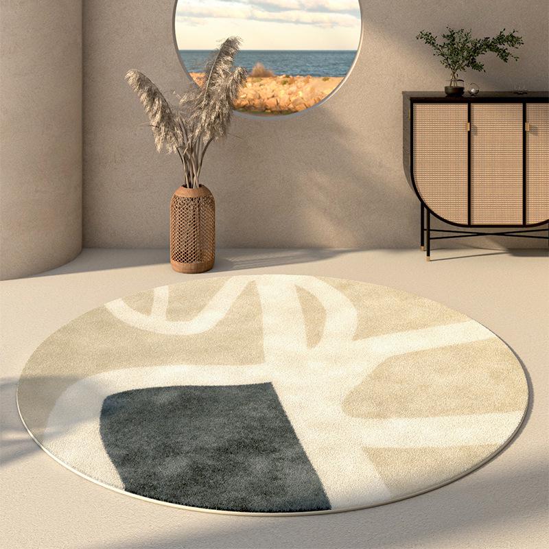 Round Faux Cashmere Wabi-Sabi Rug for Living Room, Bedroom, or Office