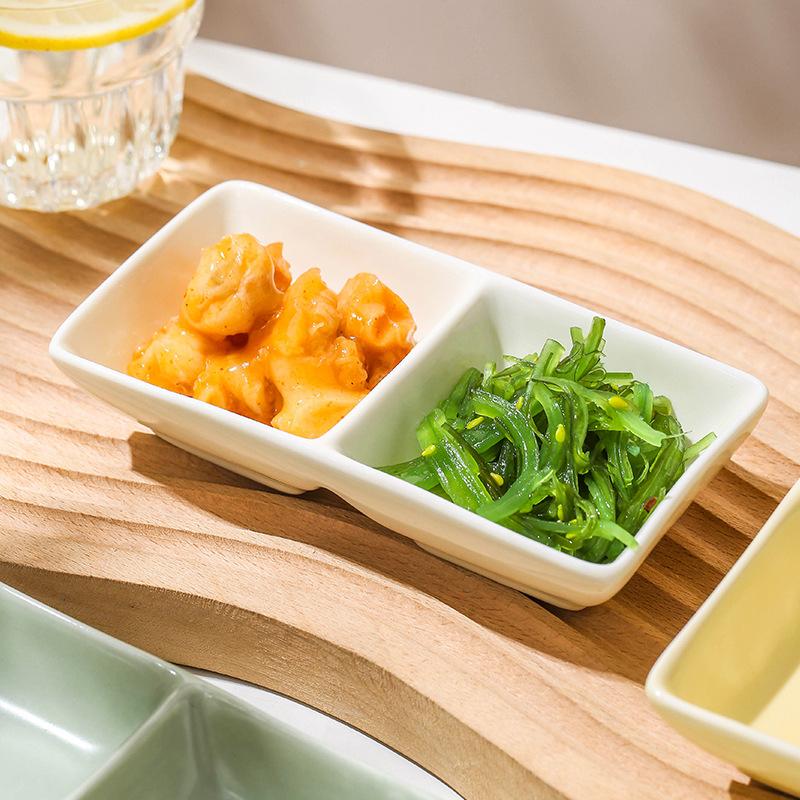 Creative Ceramic Soy Sauce Dish Spice Plate 2/3 Grids Dinner Plates Household Snack Plate Kitchen Accessories
