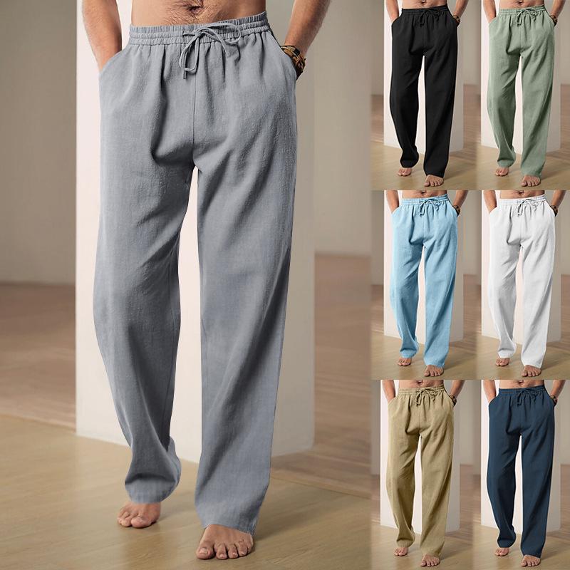 2025 Men's Hip-Hop Breathable Linen Loose Casual Sports Pants - Spring/Summer Collection