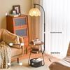Antique-Style Floor Lamp with Shelf: Retro Bedside Table for Living Room or Bedroom.