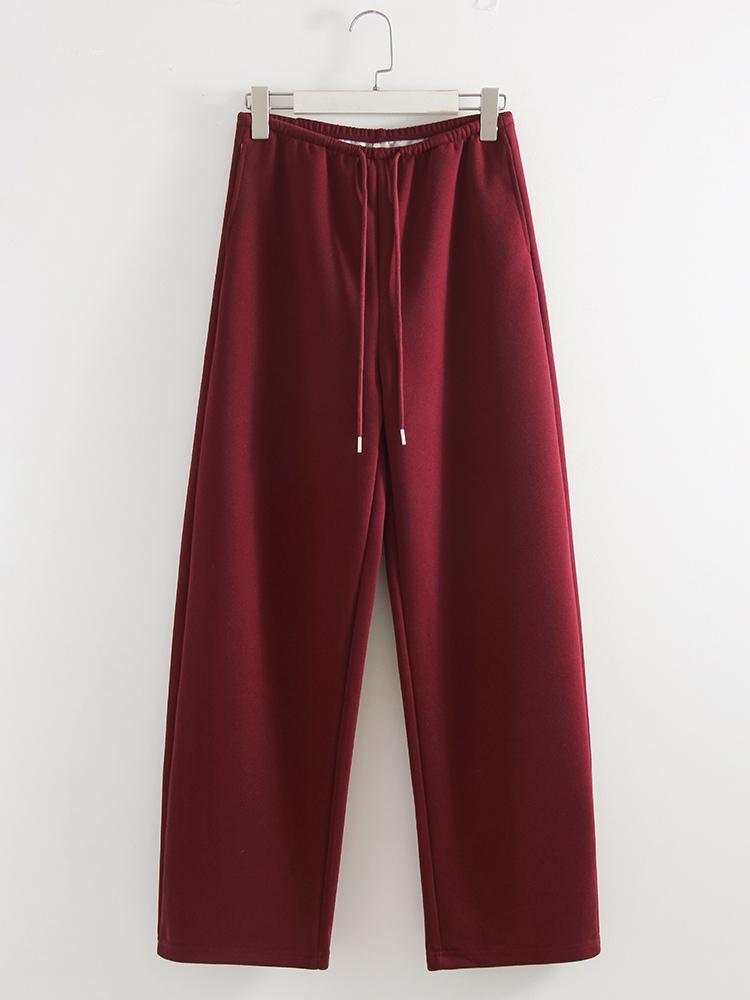 Autumn Burgundy Sweatpants Women Straight Leg Sport Pants Cotton Ladies Gray Basic Joggers Wide Leg Women's Pants And Trousers