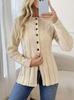 Elegant Waist-Cinching Long Sleeve Knitted Cardigan – Women's Spring/Autumn Stylish Sweater Top