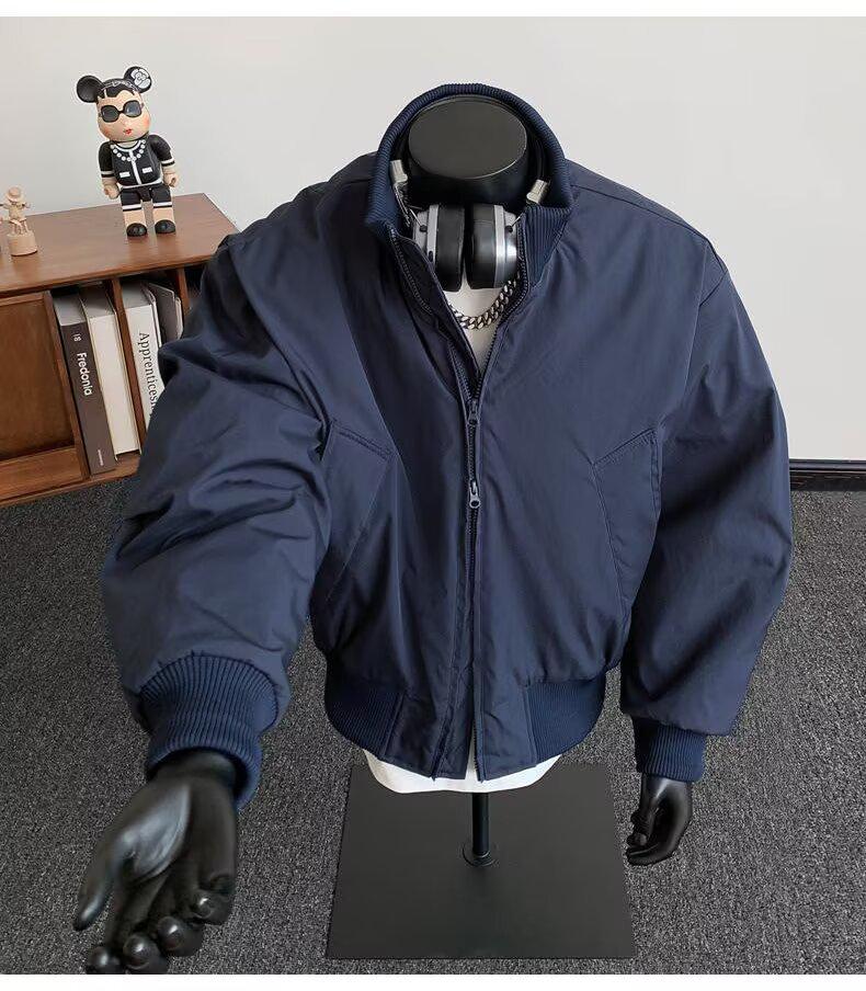 Męska Zimowa Bawełniana Kurtka Baseballowa ze Stójką - Ciepła i Wszechstronna, Luźny Krój