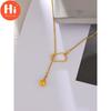 Hi Eetit Collier avec pendentif géométrique en perles d'acier inoxydable pour femme