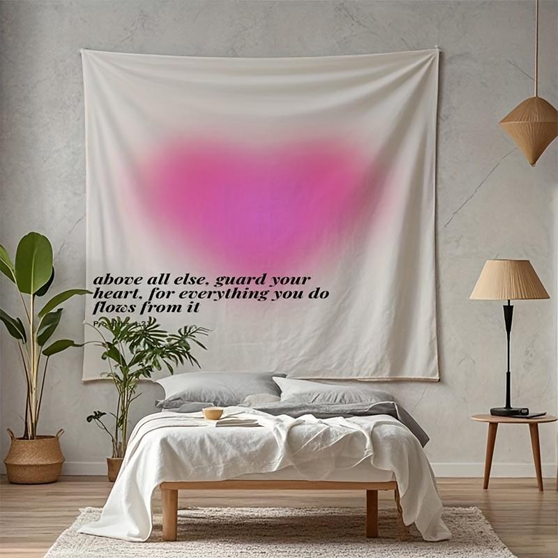 Love Heart Tapestry Flat Print Design for Party Gathering Holiday Decorative Wall Hanging Daily Home Decor