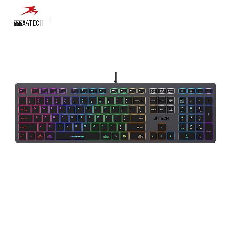 

A4TECH FX60 Ultra-Thin Wired Rainbow LED Backlit Silent Membrane Keyboard