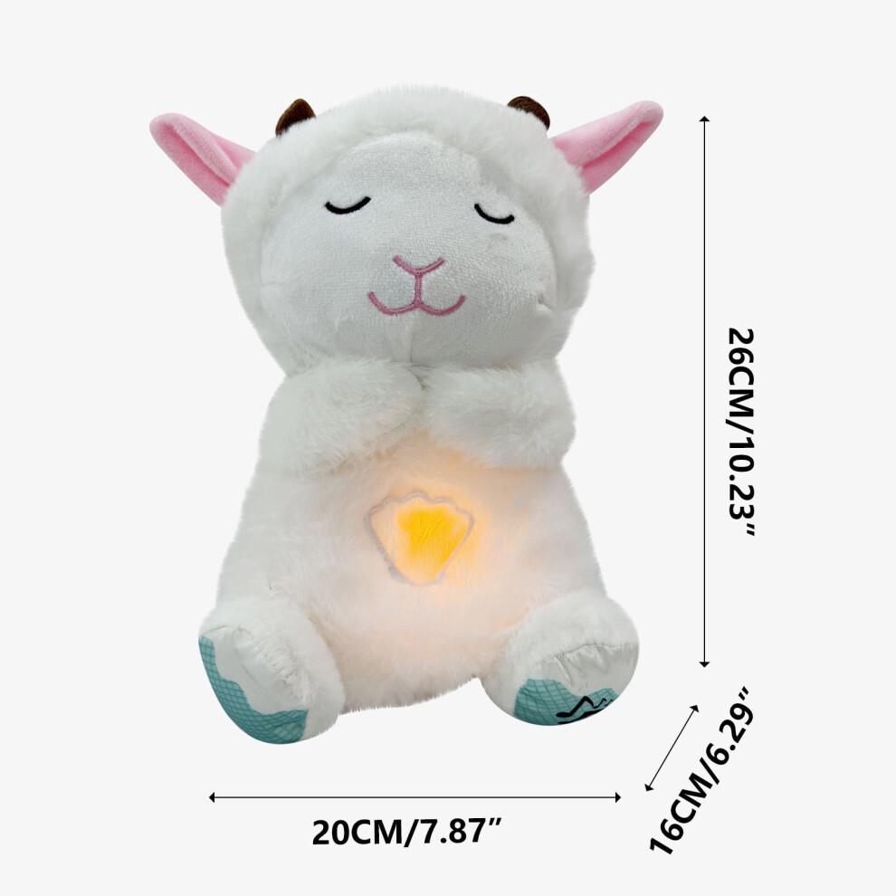 Qnjujn LED Musical Breathing Glowing Lamb Plush, Anxiety Relief with Lights, Music & Rhythmic Motion, White