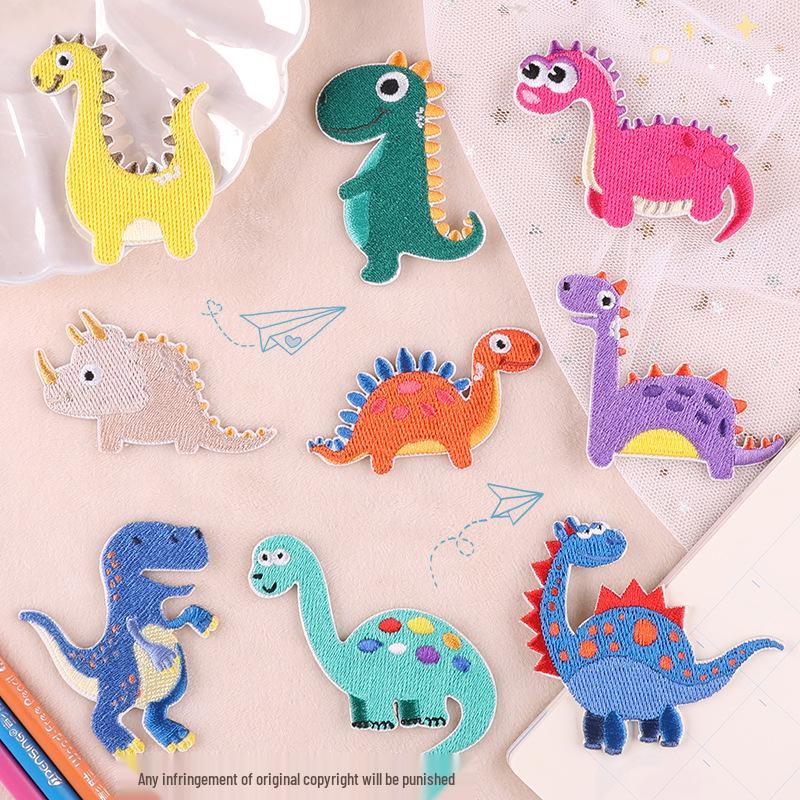 Dinosaur Embroidered Cartoon Cloth Patch - Self-Adhesive Clothing Accessory