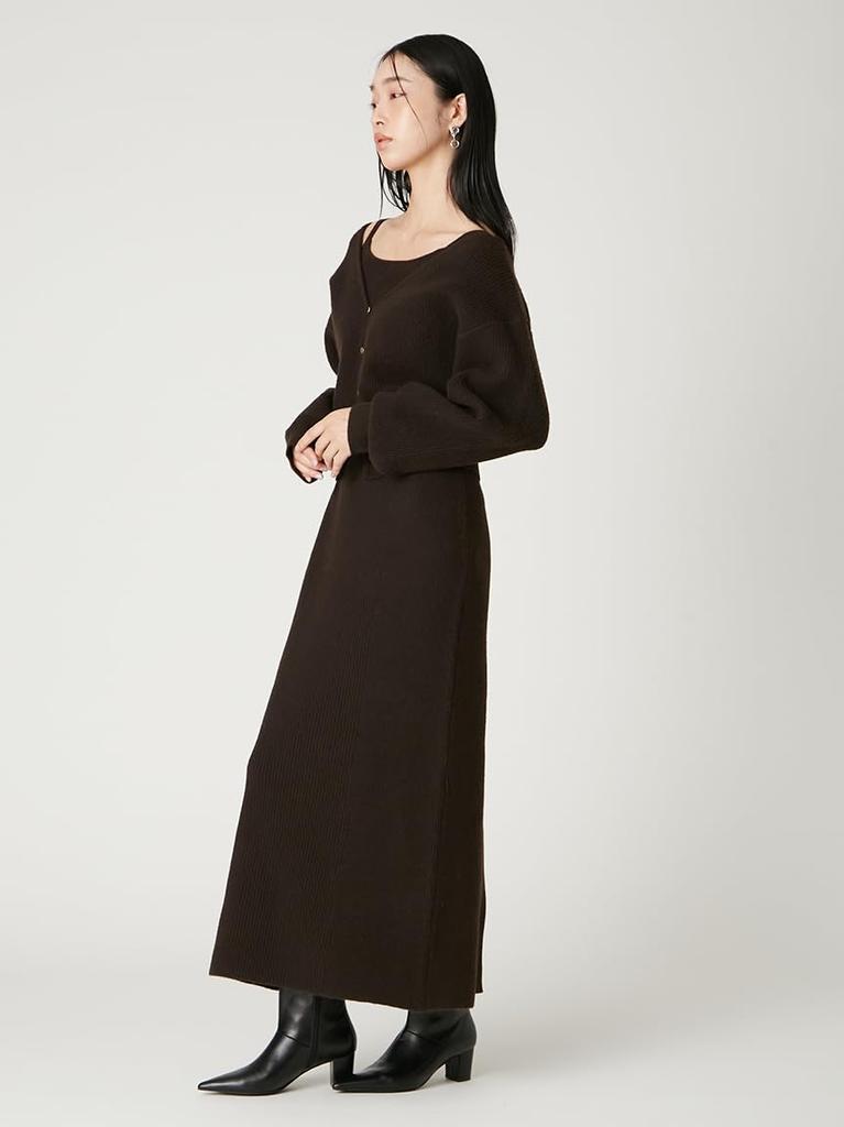 Knit Cardigan and Knit Dress Ensemble FWNO255085BRWF 2-way