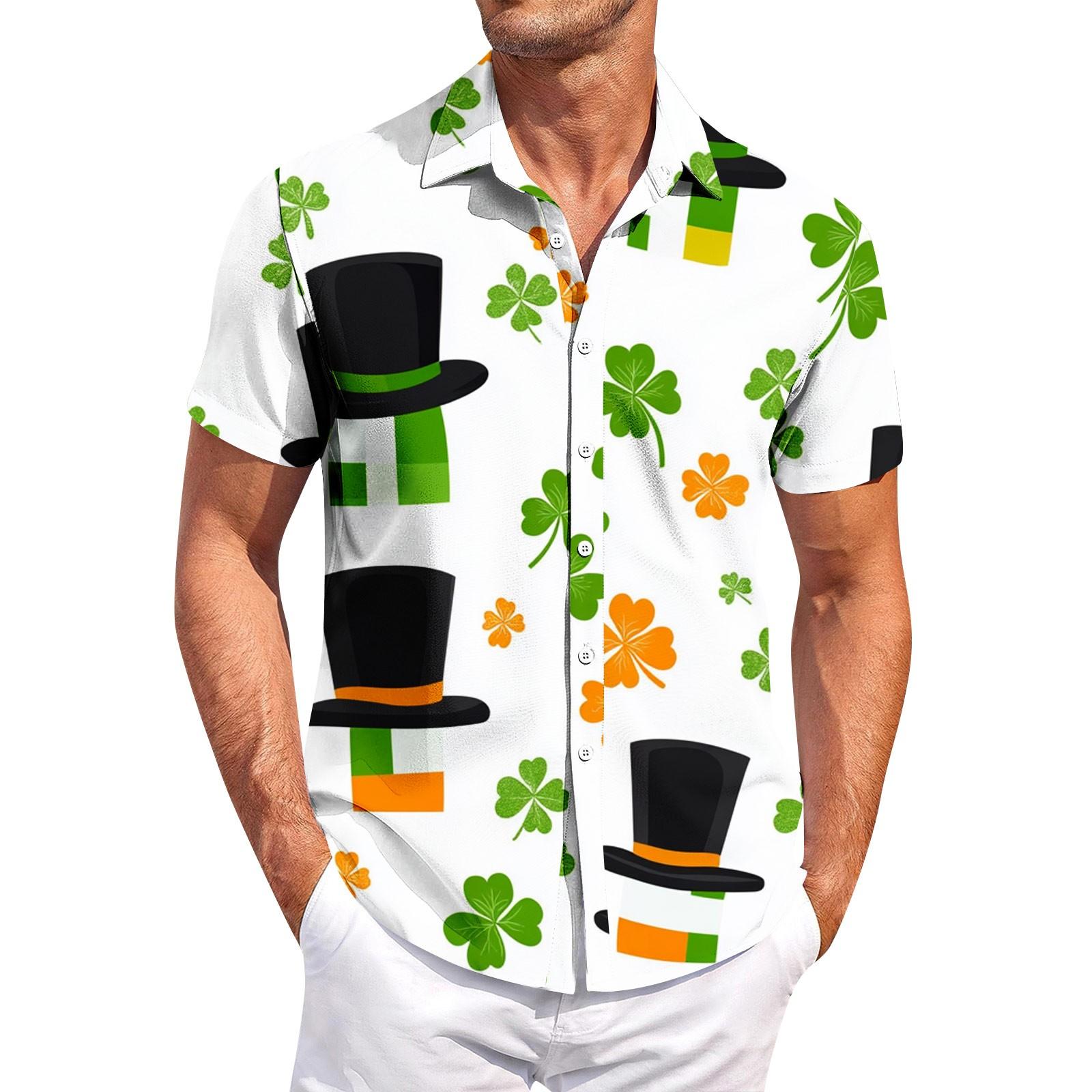 

Мужская повседневная рубашка с короткими рукавами, облегающая, стильная, мужская. Патрик Принт XL белый