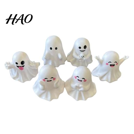 Playful Desk Accessories for Women 6Pcs Halloween Ghost Figurine, Cute Pen Holder, Miniature Decor, Funny Fun Organizers Colleagues Pencil Stand