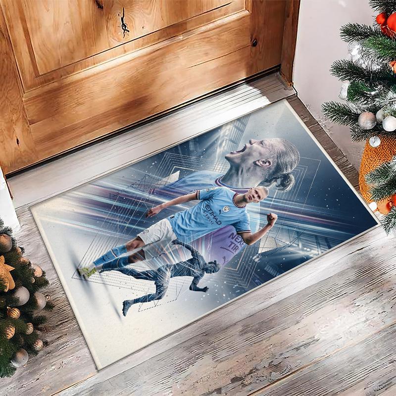 Erling Haaland Calcio Football Pattern Tappeto Morbido per Area Tappeto per Pavimento Interno Antiscivolo Tappetino Decorazione Sportiva per Camera da Letto