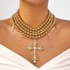European & American Multi-Layer Faux Pearl Geometric Alloy Necklace