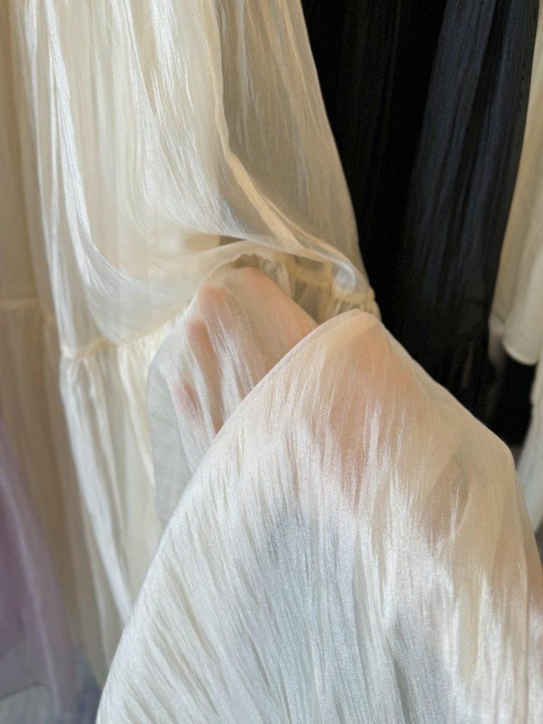 Spring 2026 High-End Draped A-Line Pearlescent Gauze Skirt for Women