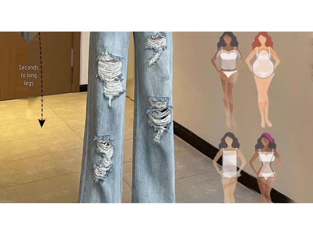 Women's High-Waisted Wide-Leg Ripped Jeans - Spring/Summer 2026
