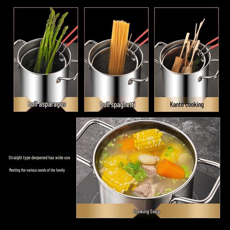 Mini Multifunctional 304 Stainless Steel Frying Pan with Filter for Induction Cookers