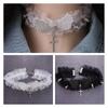 Angel Wings Lace Choker Solid Color Leather Necklace Lolita Women's Necklace  Gift