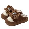 Bow Cotton Slippers Autumn and Winter Thick Bottom Non-slip Home Indoor Household Plush Warm Cotton Mop