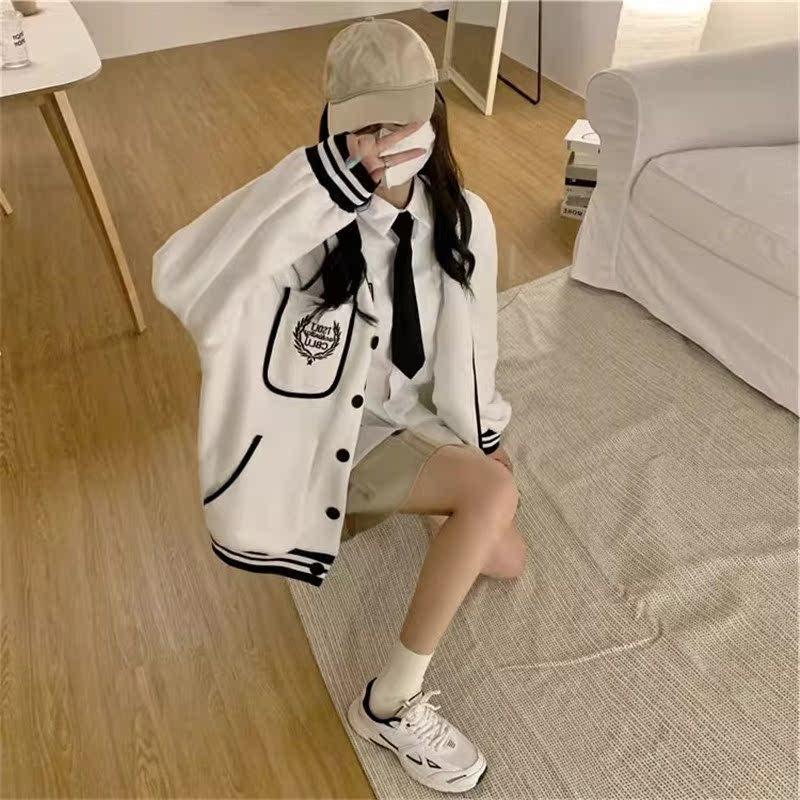 Street Style Girl Academy Baseball Jacket: 2025 Trendy Casual Loose Hoodie for Spring/Autumn