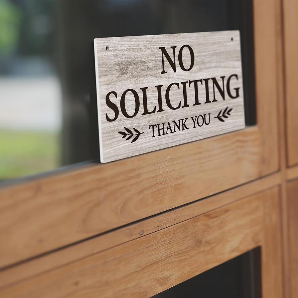 Putuo Decor No Soliciting Sign For House PVC No Soliciting Sign For Front Door Hanging Self Adhesive Notice Plaque Door Signal with Rope for House