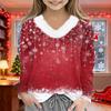 Christmas Day Girls Long Sleeve T Shirts Kids  Girls' V-Neck Tee Christmas Print Long Sleeve Top