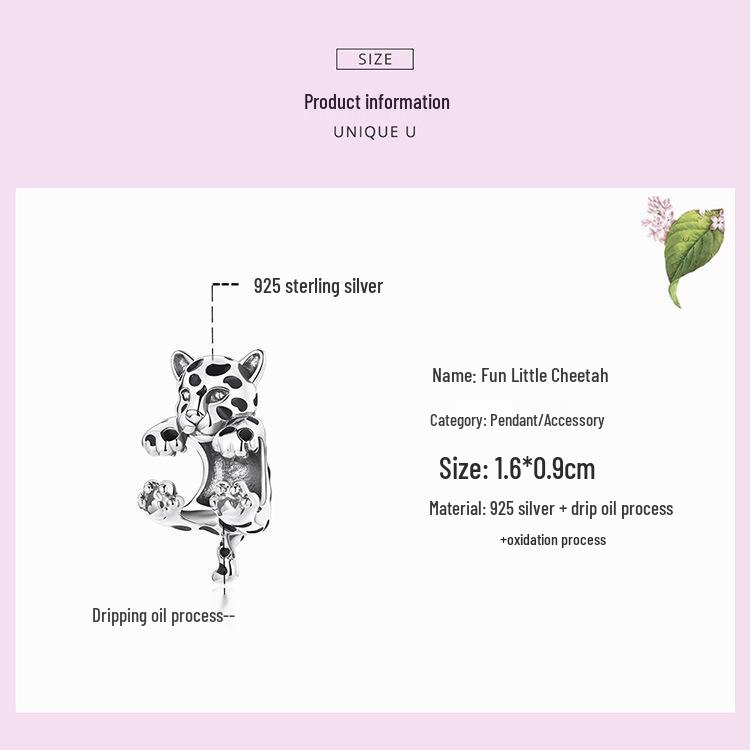 Yinziyun Fun Cheetah DIY 925 Sterling Silver Bead Accessories BSC556