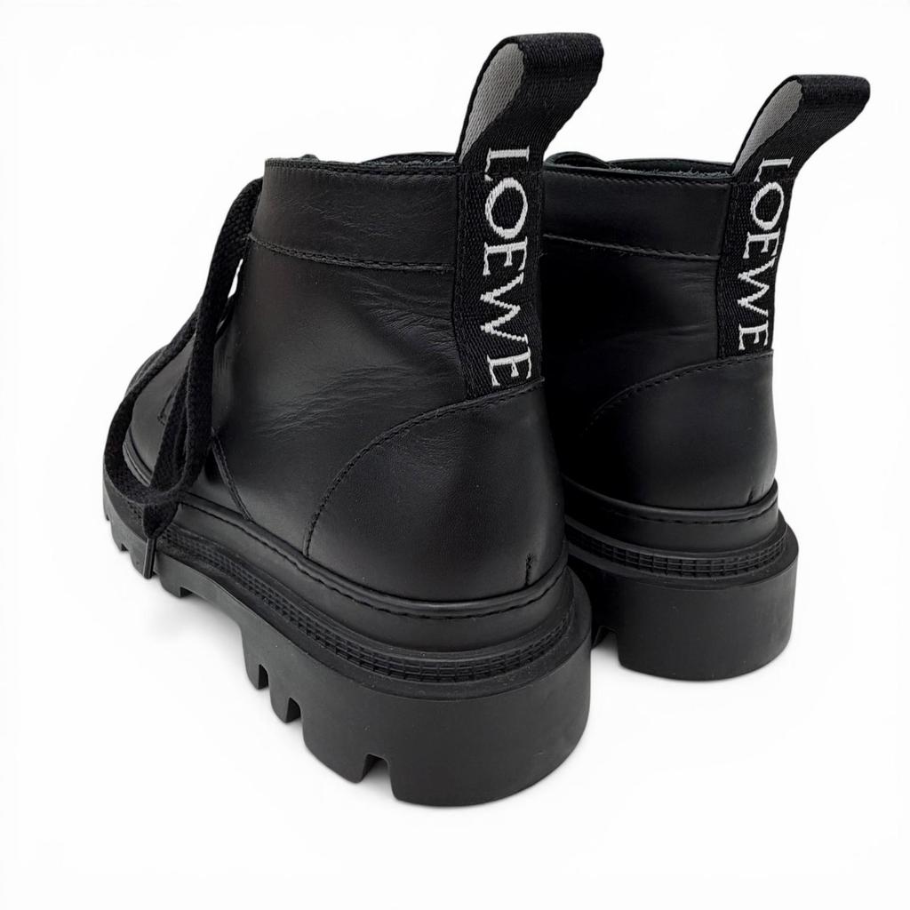 Great LOEWE short boots Mid-cut combat boots black leather Women 36 L815285X72 Used