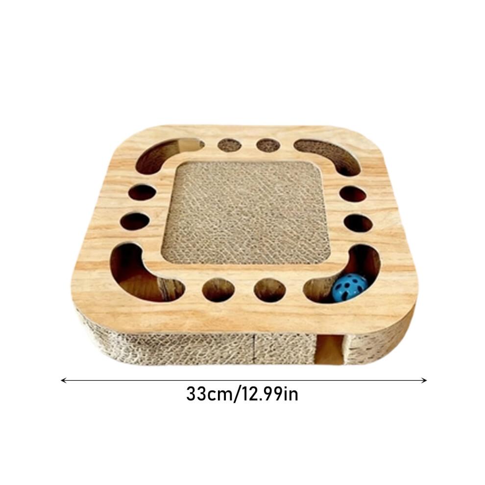 Scratching Pad Ball Track Cat Toy for Indoor Cats – Round Busy Box Scratcher with Bell Ball, Corrugated Cardboard & Rolling Tracks