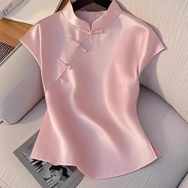 

Дизайнерская нишевая супер фея премиум пуговица красивая рубашка женская лето 2025 новый топ 3XL (recommended 138-75kg) розовый