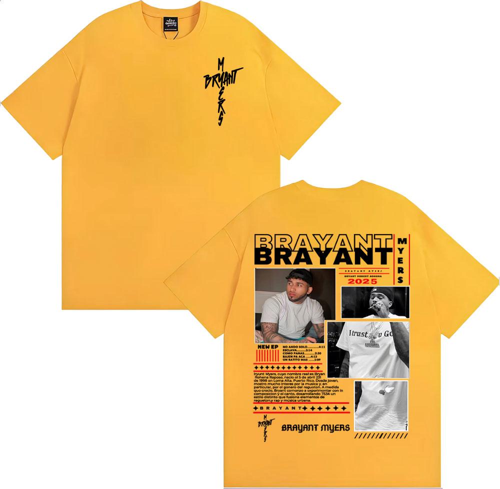 Rapper Bryant Myers 2025 Tour Graphic T Shirts Unisex Women Fashion Hip Hop Street Punk T Shirt Casual ONeck Short Sleeve Tshirts